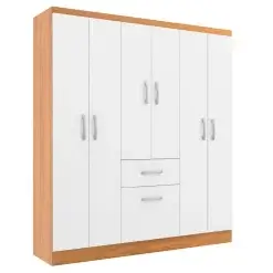 Guarda Roupa New Marbella Casal 7 Portas 1 Gaveta Evidencia Cinamomo Branco 46780