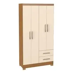 Guarda Roupa Vitoria Solteiro 4 Portas 2 Gavetas San Marino Noce Perola 40383