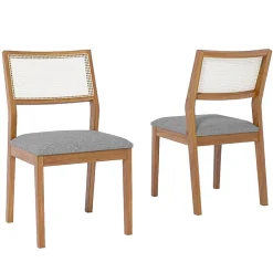 Kit 2 Cadeiras Bella Madeira Tecido Linho Cimol Cinza 96088
