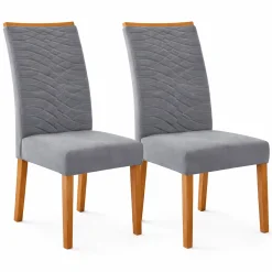 Kit 2 Cadeiras Clarice Em Linho Estofadas Cimol Cinza 52247