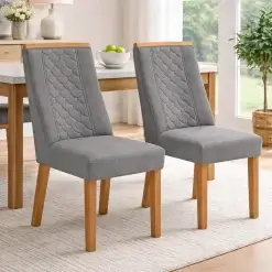 Kit 2 Cadeiras Dora Estofadas Tecido Linho Valdemoveis 88355