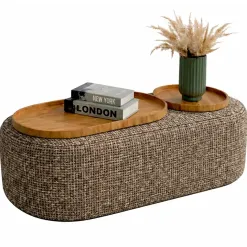 Mesa De Centro Madrid Tecido Linhao House Decor Capuccino 18952