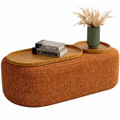 Mesa De Centro Madrid Tecido Linhao House Decor Terracota 25702