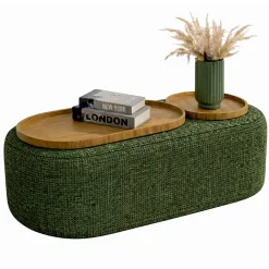 Mesa De Centro Madrid Tecido Linhao House Decor Verde 41817