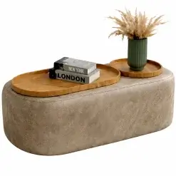 Mesa De Centro Nice Tecido Recouro House Decor Areia 37831