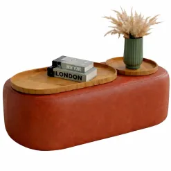 Mesa De Centro Nice Tecido Recouro House Decor Terracota 55180