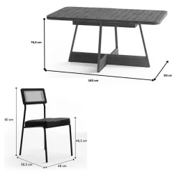 Mesa De Jantar Atria 160x90cm Com 6 Cadeiras 1741 Lux Em Aco Tubular Tecido Corino Carraro 36183