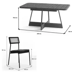 Mesa De Jantar Atria 160x90cm Com 6 Cadeiras 1741 Lux Em Aco Tubular Tecido Corino Carraro 36183