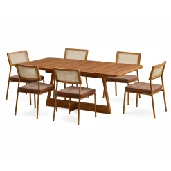 Mesa De Jantar Atria 160x90cm Com 6 Cadeiras 1741 Lux Em Aco Tubular Tecido Corino Carraro Nogal Rose Cobre Com Tecido Cobre 97632