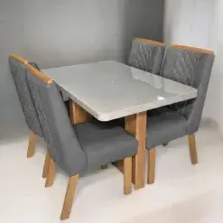 Mesa De Jantar Dora 120x80cm Com 4 Cadeiras Dora Tecido Veludo Valdemoveis 77566