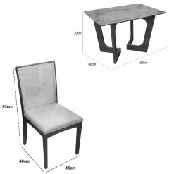 Mesa De Jantar Dubai Flex 160x80cm Sem Vidro E 6 Cadeiras Lara Kappesberg Em Linho Madeira Cel Moveis 72846