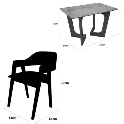 Mesa De Jantar Dubai Flex 160x80cm Sem Vidro E 6 Cadeiras Perola Em Linho Madeira Cel Moveis 54557
