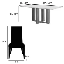Mesa De Jantar Florenca 120x80cm Com Vidro E 4 Cadeiras Jasmim Em Linho Estofadas Lj Moveis 15770
