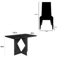 Mesa De Jantar Madrid Dubai 160x80cm Sem Vidro E 6 Cadeiras California Em Veludo Estofadas Minas Plac 89998