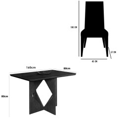 Mesa De Jantar Madrid Dubai 160x80cm Sem Vidro E 6 Cadeiras Jasmim Em Linho Estofadas Minas Plac 66749