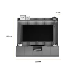 Rack Com Painel Tucuma Ripado 230cm Com Prateleira E Led 4 Portas 1 Gaveta Jb Bechara 61782