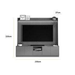 Rack Com Painel Tucuma Ripado 230cm Com Prateleira E Led 4 Portas 1 Gaveta Jb Bechara 61782