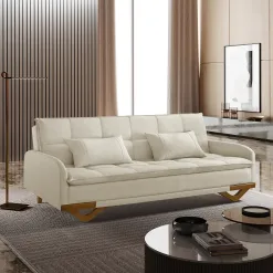 Sofa Cama Cannes Em Linho 3 Lugares Reclinavel 202cm Luxury 32074