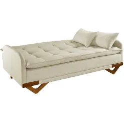 Sofa Cama Cannes Em Linho 3 Lugares Reclinavel 202cm Luxury Bege 59800