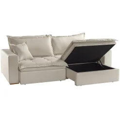 Sofa Cama Com Bau Messina Em Linho 4 Lugares Retratil E Reclinavel 230cm Luxury Bege 34212