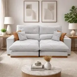 Sofa Gran Bello Em Linho Com Molas Ensacadas 4 Lugares Retratil E Reclinavel 230cm Imperio 90155
