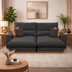 Sofa Gran Bello Em Veludo Com Molas Ensacadas 4 Lugares Retratil E Reclinavel 230cm Imperio 85017