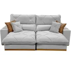 Sofa Gran Bello Em Veludo Com Molas Ensacadas 4 Lugares Retratil E Reclinavel 230cm Imperio Cinza 13336