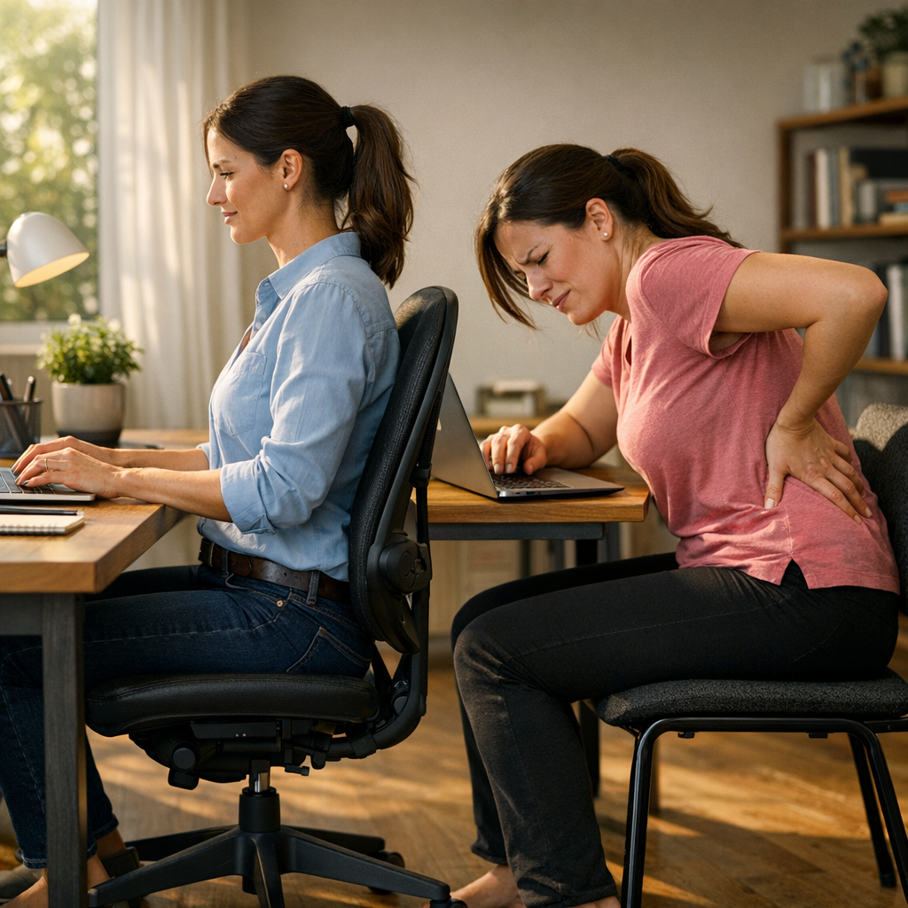 Altura ideal de mesa e cadeira: como escolher, postura correta e dor lombar no notebook