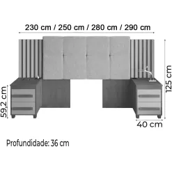 Cabeceira Suica Extensivel Com Tomada E 2 Mesas De Apoio Ripado Estofado Rv Moveis 47444