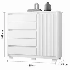 Comoda Sapateira Duetto Com 5 Gavetas E 1 Porta Albatroz 30489