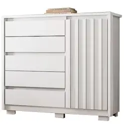 Comoda Sapateira Duetto Com 5 Gavetas E 1 Porta Albatroz Branco 15429