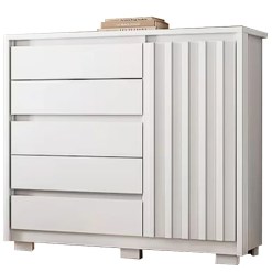 Comoda Sapateira Duetto Com 5 Gavetas E 1 Porta Albatroz Branco 15429
