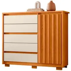 Comoda Sapateira Duetto Com 5 Gavetas E 1 Porta Albatroz Cinamomo Off White 23191