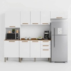 Cozinha New Valencia Completa 9 Portas 2 Gavetas Salleto Branco Cinamomo 57714