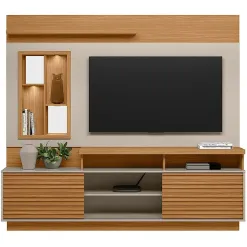 Estante Eldorado Para Tv Ate 60 Polegadas Ripado Com Led 2 Portas Linea Nature Off White 39882