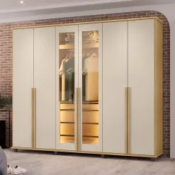 Guarda Roupa Belgica Casal Com Led 6 Portas 4 Gavetas Rv Moveis 67390