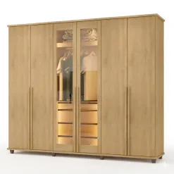 Guarda Roupa Belgica Casal Com Led 6 Portas 4 Gavetas Rv Moveis Cinamomo 68828