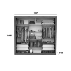 Guarda Roupa Berlim Com Espelho Casal 3 Portas 4 Gavetas 10870