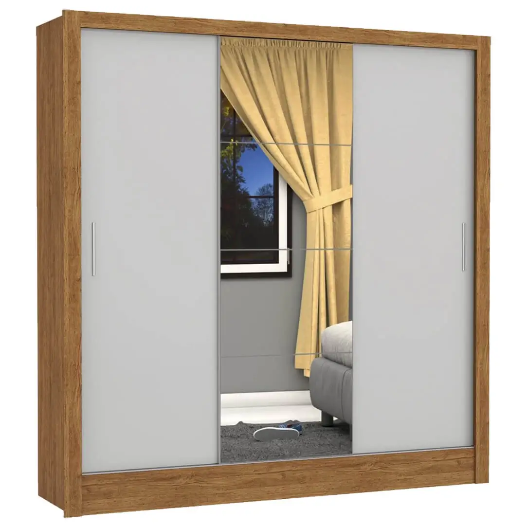 Guarda Roupa Berlim Com Espelho Casal 3 Portas 4 Gavetas 23402