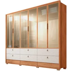 Guarda Roupa Evolution Casal Com Led 6 Portas 9 Gavetas Caemmun Freijo Off White 58123