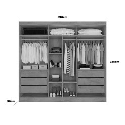 Guarda Roupa Oxford Casal 6 Portas 6 Gavetas Europa Medidas