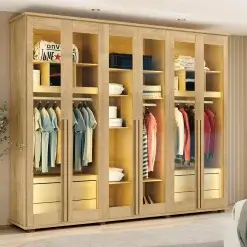 Guarda Roupa Royal Casal Com Led 6 Portas 4 Gavetas Rv Moveis 66333