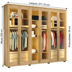Guarda Roupa Royal Casal Com Led 6 Portas 4 Gavetas Rv Moveis 94357