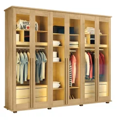 Guarda Roupa Royal Casal Com Led 6 Portas 4 Gavetas Rv Moveis Cinamomo 43944