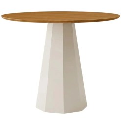 Mesa Isis Sem Vidro Redonda 100cm New Ceval Off White Ipe 67997