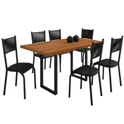 Mesa Mariana 140cm Com 6 Cadeiras Galaxy Paonanda Preto 89180
