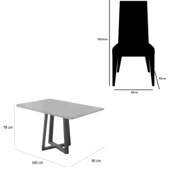 Mesa De Jantar Bali 160x80cm Com Vidro E 6 Cadeiras California Em Linho Estofadas Minas Plac 45850