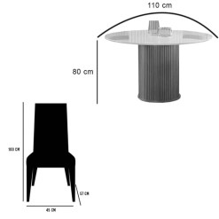 Mesa De Jantar Dara 110cm Redonda Com Vidro E 4 Cadeiras Giulia Em Veludo Estofadas Lj Moveis 62644