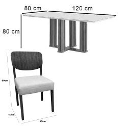 Mesa De Jantar Florenca 120x80cm Com Vidro E 4 Cadeiras Barcelona Em Linho Madeira Lj Moveis 72656
