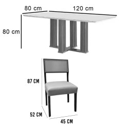 Mesa De Jantar Florenca 120x80cm Com Vidro E 4 Cadeiras Grecia Em Linho Madeira Lj Moveis 90220